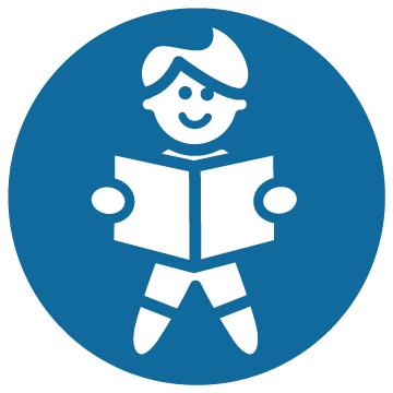 Preschool Time icon with image of preschooler holding a book.