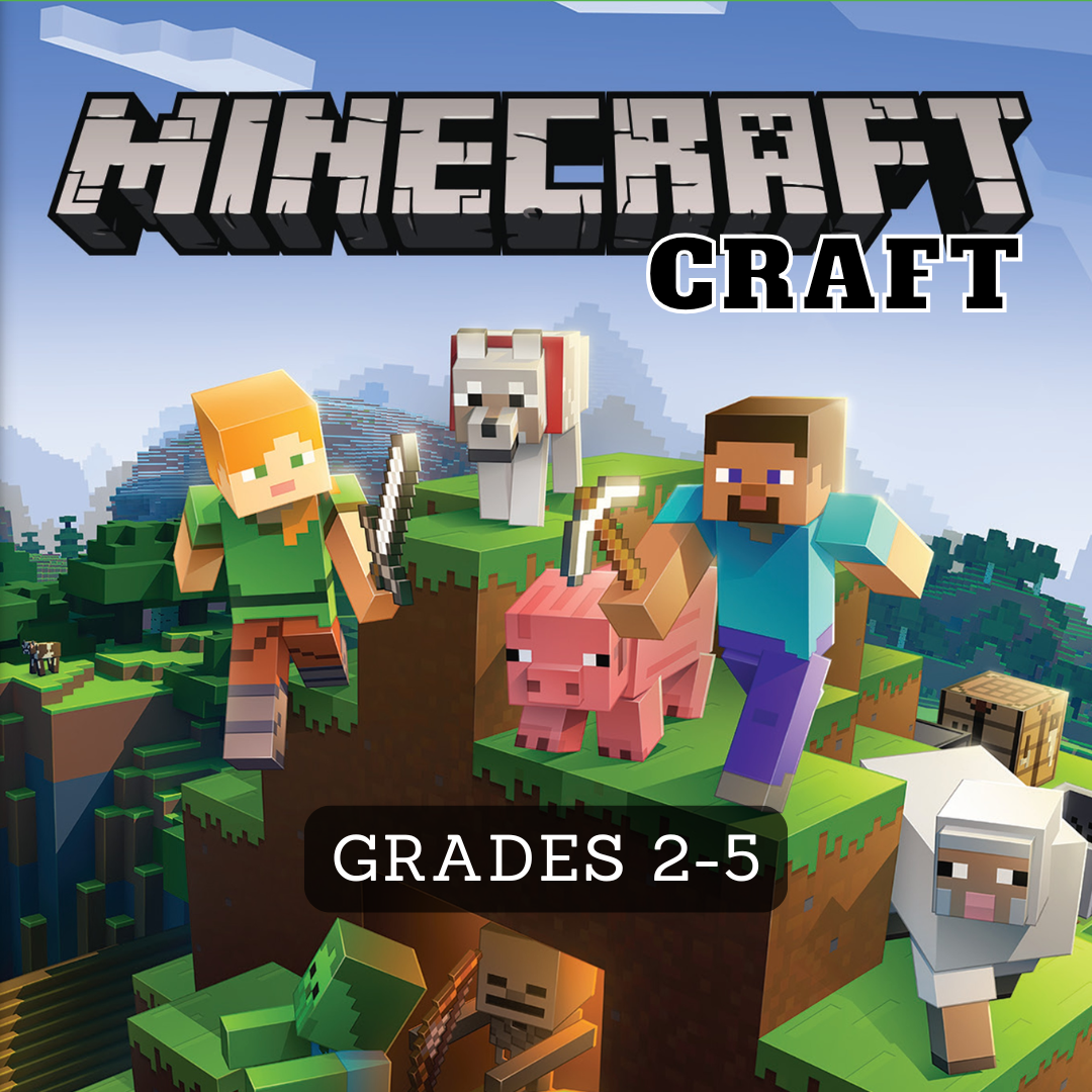 Minecraft game cover. Text: Minecraft Craft. Grades 2-5